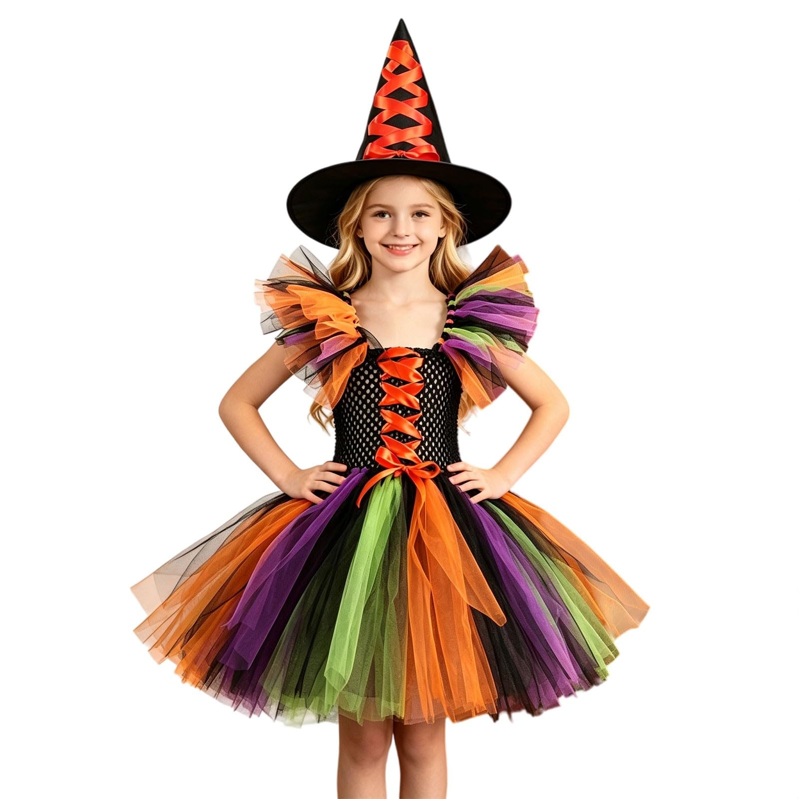 Witch Costume Halloween Gothic Dress with Wizard Hat Cosplay Party Outfit