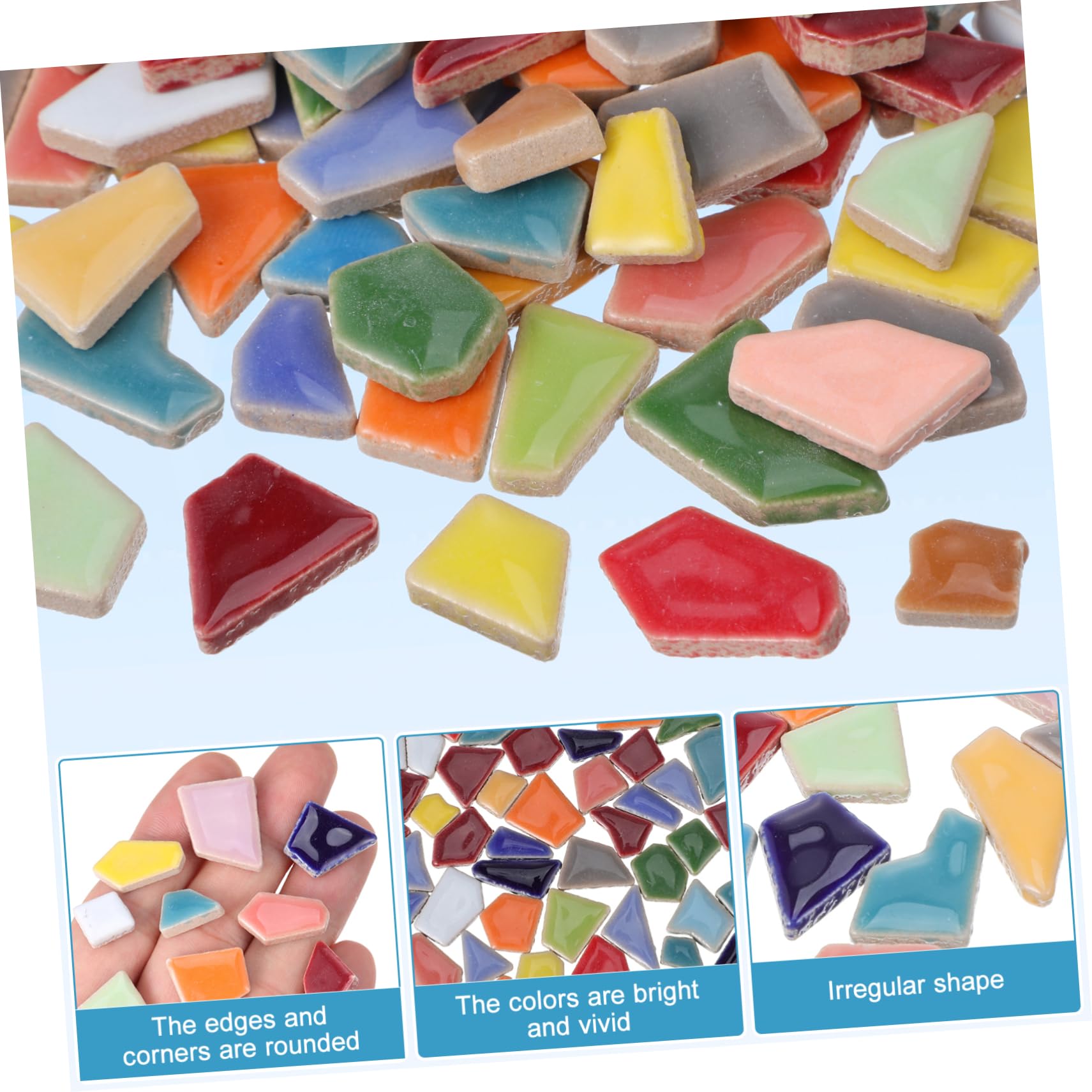 VILLCASE 3 Piezas Teselas de Cerámica Esmaltadas para Bricolaje Irregulares de Mosaico Colorido para Manualidades y Decoración