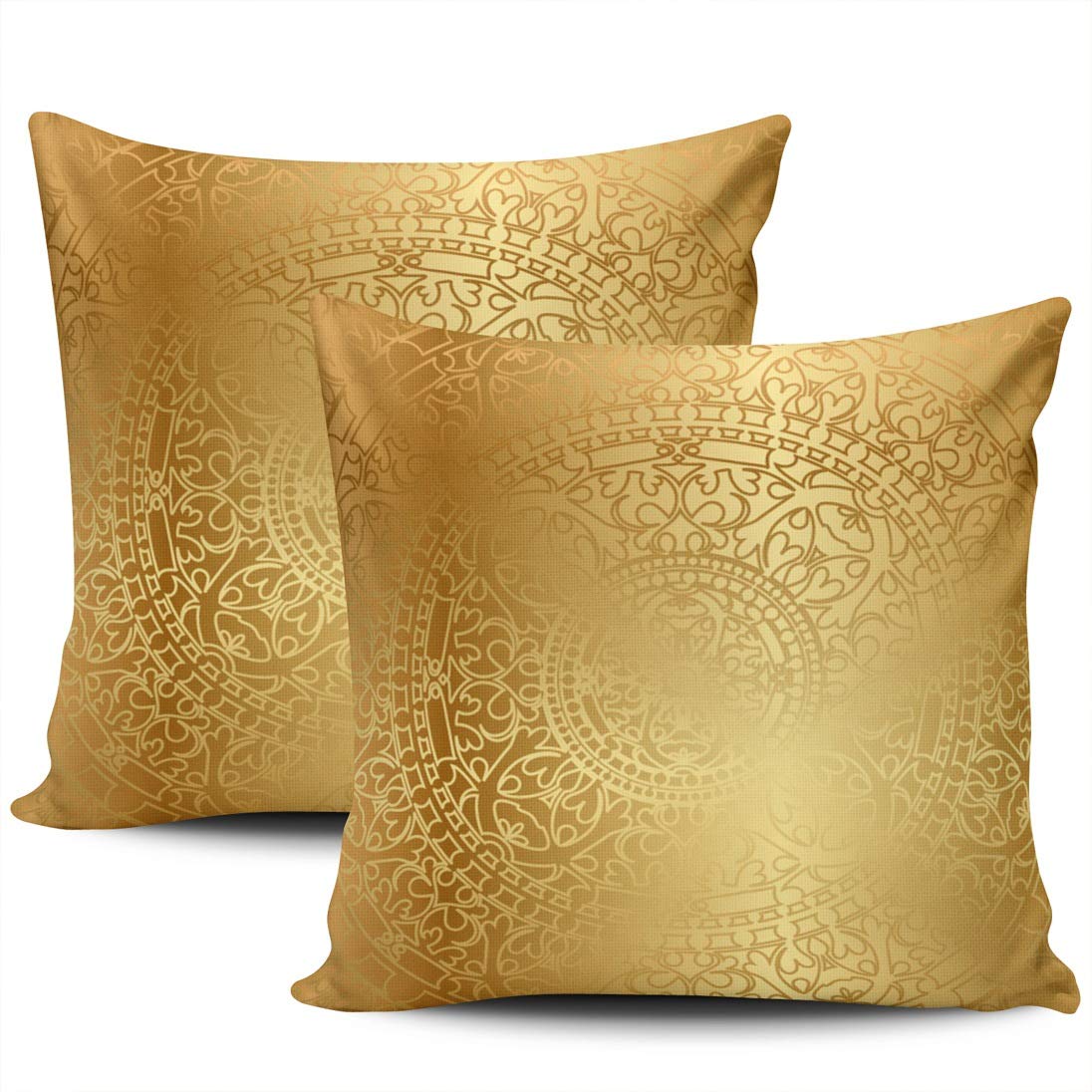 TBUFYU Throw Pillow Cover Gear New Image of Gold with Oriental Decorative Pillowcase Cushion Case Double Sided Design Printed Square 22X22 Inch Set of 2