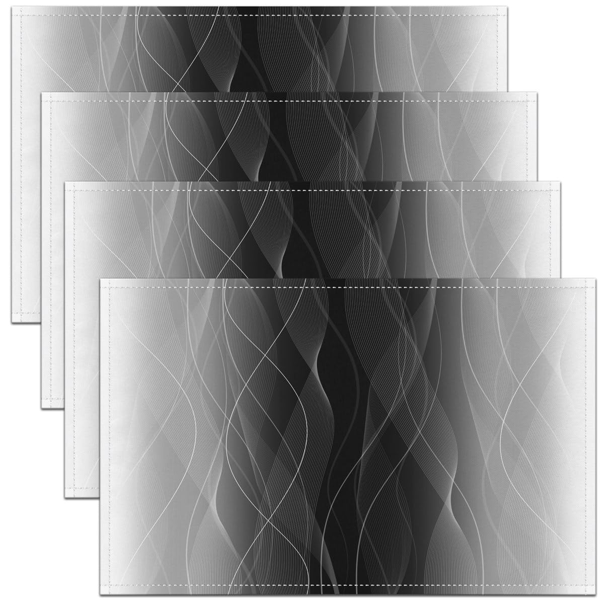 Homemissing Girls Multicoloured 8 45X30cm Grey And Black Placemat Strip Lines Table Place Mats For Kids Women Men Ombre Printed Washable Fabric Table Mats Placemat Geometric Placemat