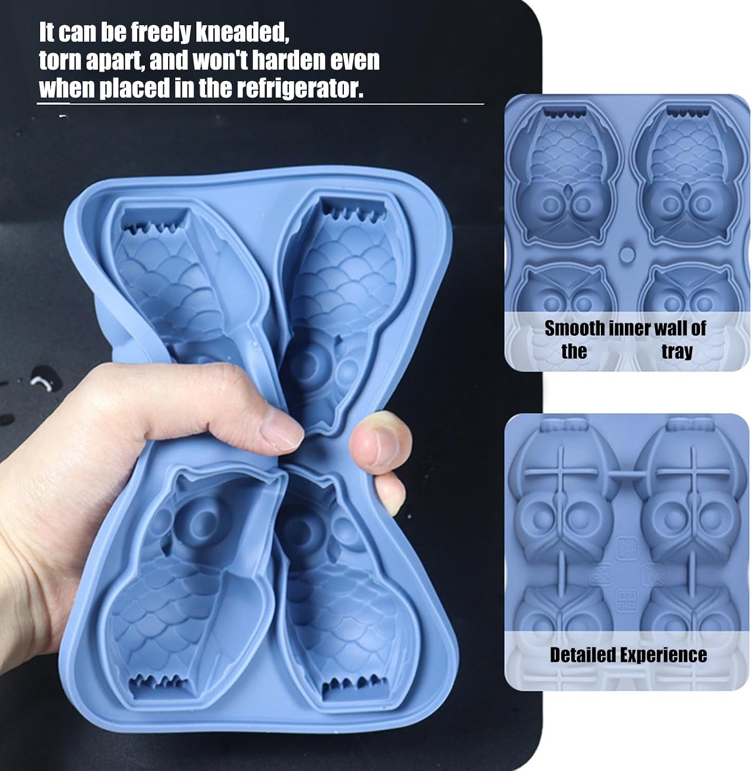 4 Cavities Owl Silicone Multipurpose Baking for Making Chocolate Candy Cake Jelly Soap Food Grade Elastomer Cast