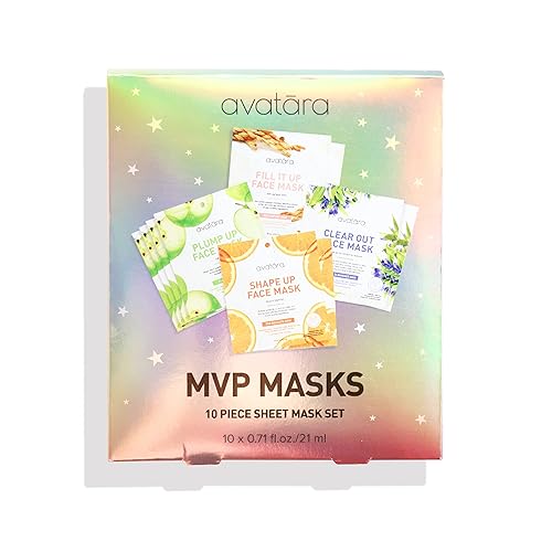 Avatara MVP - Juego de mascarillas de hojas paquete variado de 10 unidades para hidratar, exfoliar, iluminar, reducir los poros y calmar la piel,