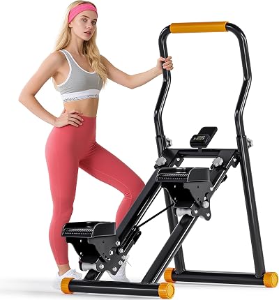 SogesHome Stair Stepper for Home Gym Exercise,Stair Climber Exercise Equipment with Adjustable Handle Bar& Pedals,Folding Vertical Climber Cardio Exercise Machine for Full-Body Workout (Black)