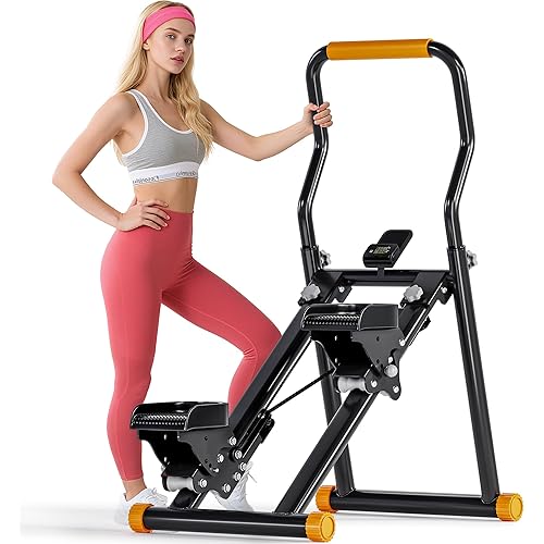soges Folding Stair Stepper for Home, Vertical Cardio Climbing Exercise Machine for Full-Body Workout, Stair Climber, Stair Master, Stairmaster, Adjustable Handlebar & Pedals