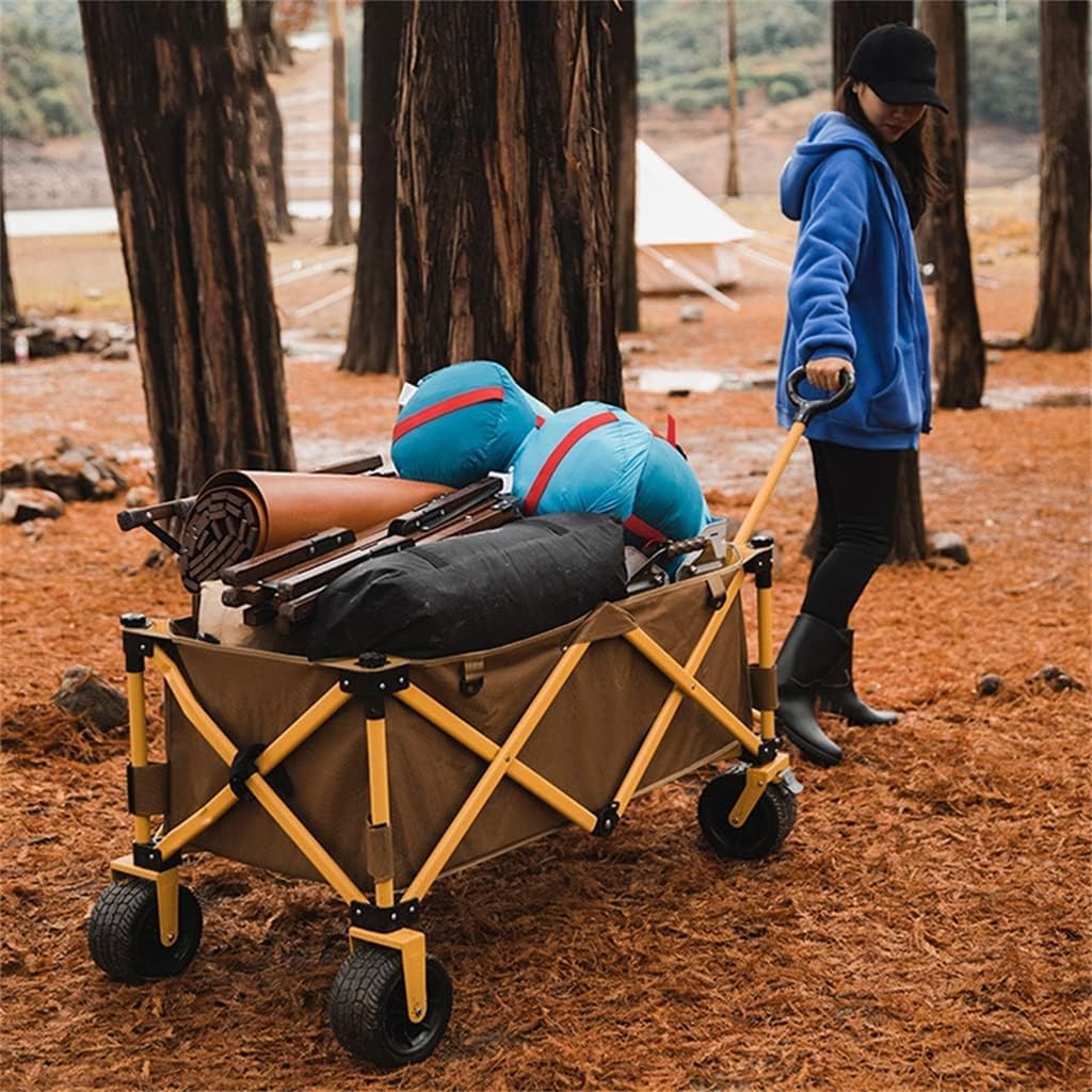 IRYZE Outdoor Utility Wagon Foldable Outdoor Utility Cart Foldable Wagon Cart Camp Shopping Picnic Luggage Trolley Mountain Pulley Pull-Cart Grocery Cart
