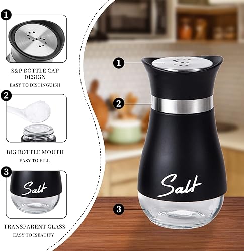 Miniatura 8 de Juego de 2 saleros y pimenteros, recargable con tapa de acero inoxidable, recipiente para especias, botella para cocina, restaurante, picnic (azul)