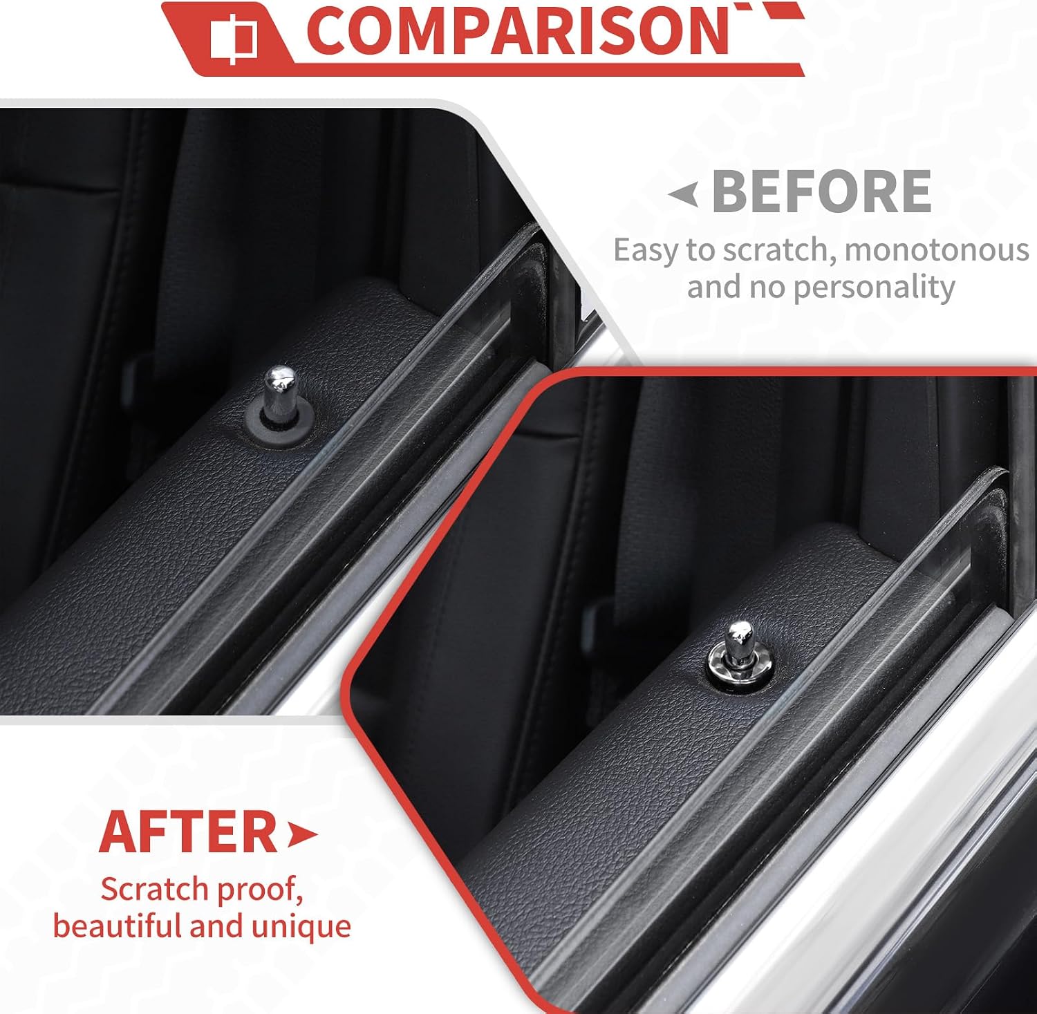 Fit for Jeep Grand Cherokee 2011-2020 Inner Door Lock Pin Ring Cover Door Bolt Door Lock Pin Cover Interior Accessories,Carbon Fiber Finish