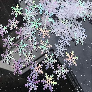 DIYASY 800 Pieces Christmas Snowflake Confetti,3 Size Glitter Sliver Sequins for Party Table Decoration