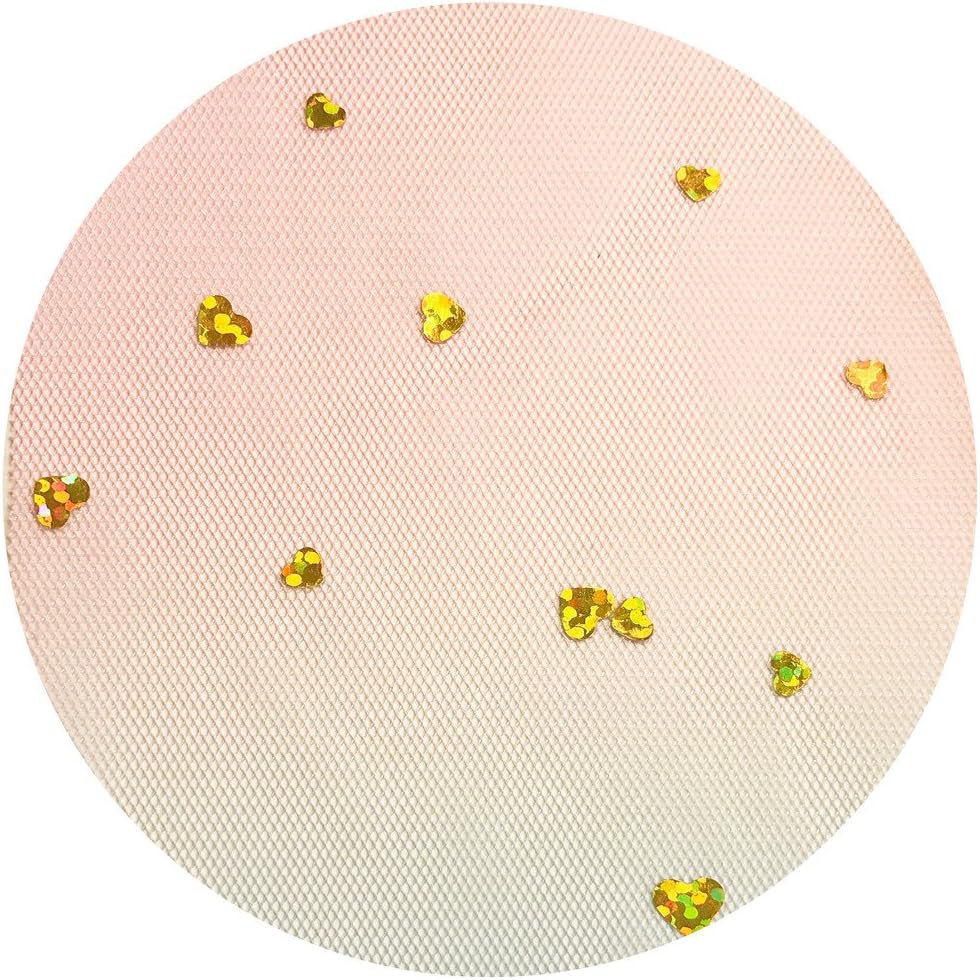Rainbow Tulle with Stars Heart Tulle Roll 15cm x 10 yds DIY Headwear Crafts Gift Wrap Tutu Skirt for Wedding Baby Shower Birthday Party Festive Event Decor Supplies (Gold Love Heart)