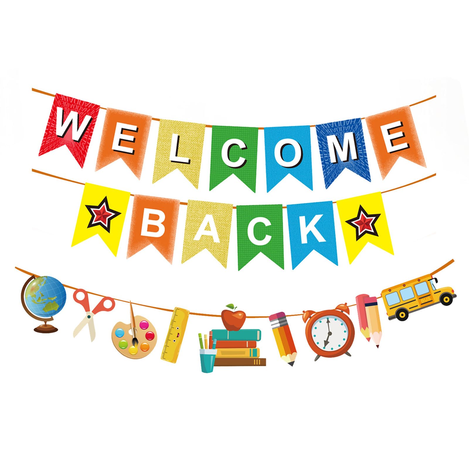 Back to School Banner, Welcome Back Banner First Day of School Banner Back to School Garland School Hanging Decorations for Classroom Office School Yard Back to School Party Decorations