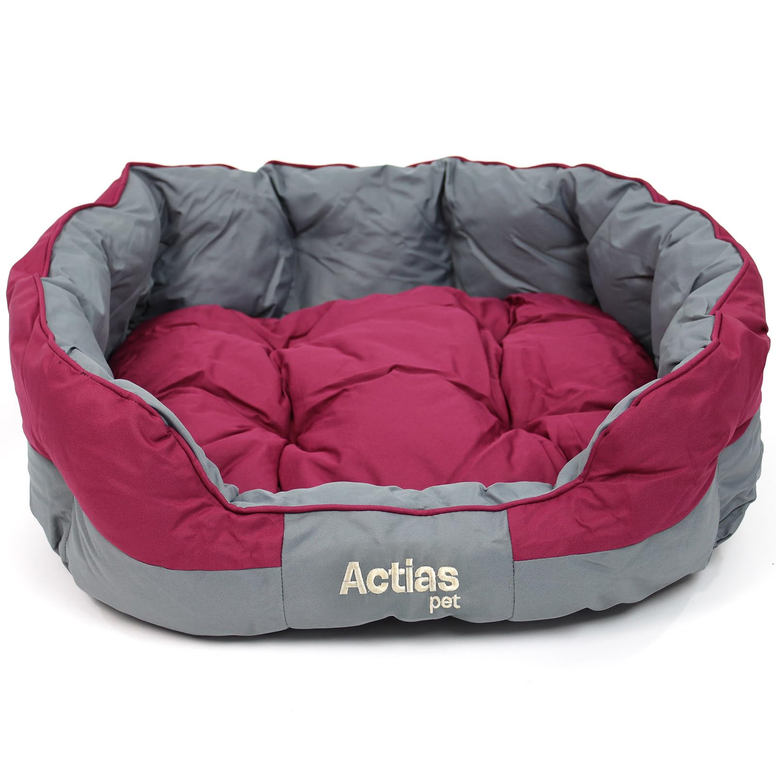 Actiaspet Waterproof Pet Bed - Padded Dog Bed with Reversable Cushion and Easy Clean Surface (Red, Large)