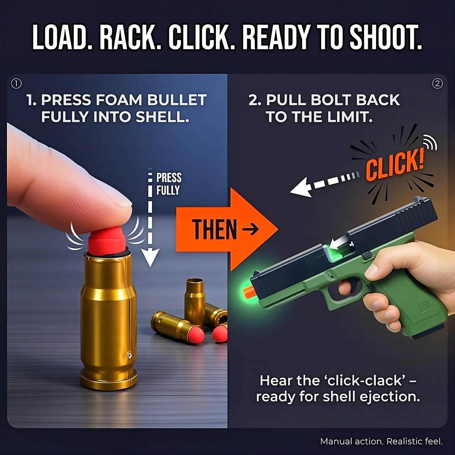 Shell Ejecting Foam Bullet Toy Gun for Teens Backyard Activity Green image 5