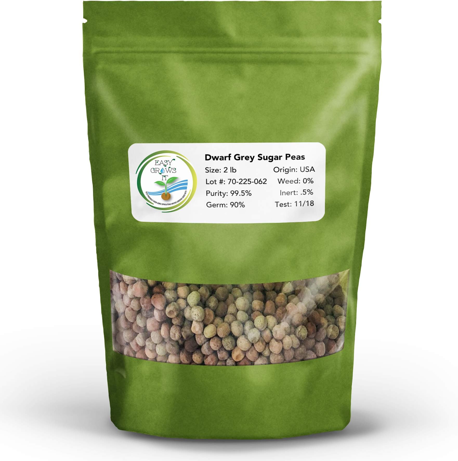 Sugar Pea Microgreen Seed 2 lb | Easy Grows It Non-GMO Sugar Peas for Sprouting, Micro Greens, and Gardens