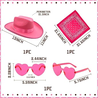 JeVenis Pink Cowgirl Hat Kids Western Cowgirl Hat Bandana Sunglasses
