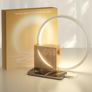 Vivilumens Sunrise Alarm Clock Sound Machine Nightlight, Gradual Wake Up Light, Digital Dimmable Clock, 10 White Noise Sleep Sounds, Snooze, Dual Clocks for Heavy Sleeper Adult, Decor Gifts for Women