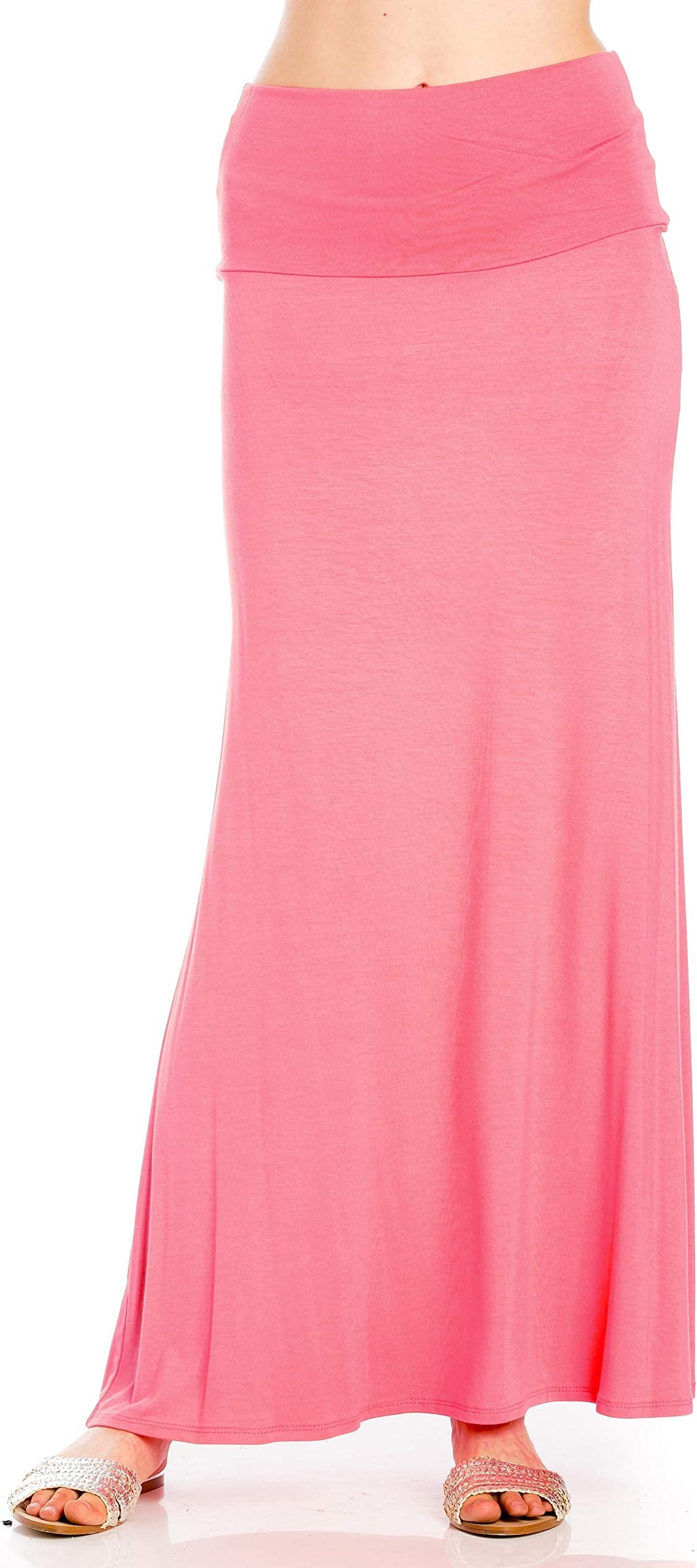 Azules Women's Rayon Span Regular to Plus Size Maxi Skirt - Solid