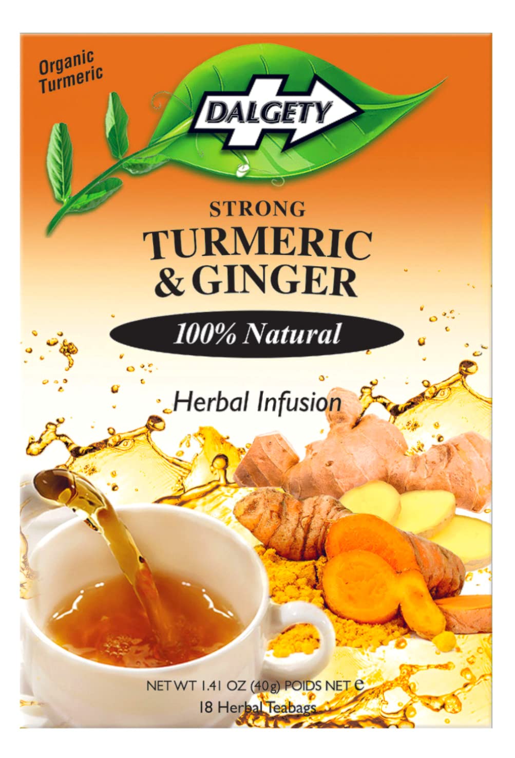 Pure Turmeric and Ginger Tea Bags 6 Pack, Herbal Infusion, All Natural, Turmeric Tea Bags for Inflammation - Delicious, Packed with Unique Health Benefits, Caffeine Free (Total 108 Teabags)