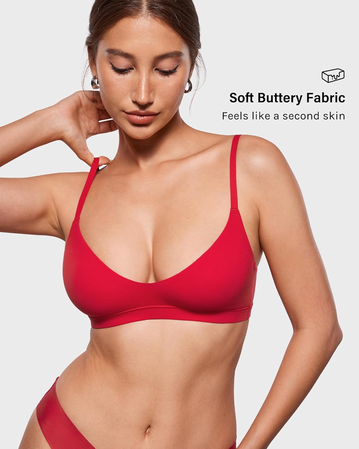 INLYRIC Women's Inbarely Soft Scoop Bralettes No Padding Cami Bras Unlined No Underwire Comfort Sleep Bralette Pullover - Image 3