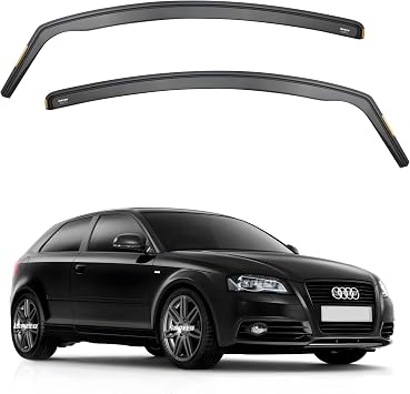 iSpeed Premium Wind Deflectors for AUDI A3 / S3 8P MK2 3-doors 2004-12 2-pc - Keep Your Car Ventilated in Rain - Reduce Wind Turbulence - Tinted, In-Channel Type