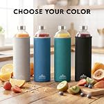 Mont-Clair Kristal Borosilicate Bouteille d'eau en verre 1L avec Neoprène Manches - Preuve de fuite + BPA Gratuit - Chaud & Boissons froides - Idéal pour Adulte, Enfants, Voyage, Sports, Gym, Courir - noir