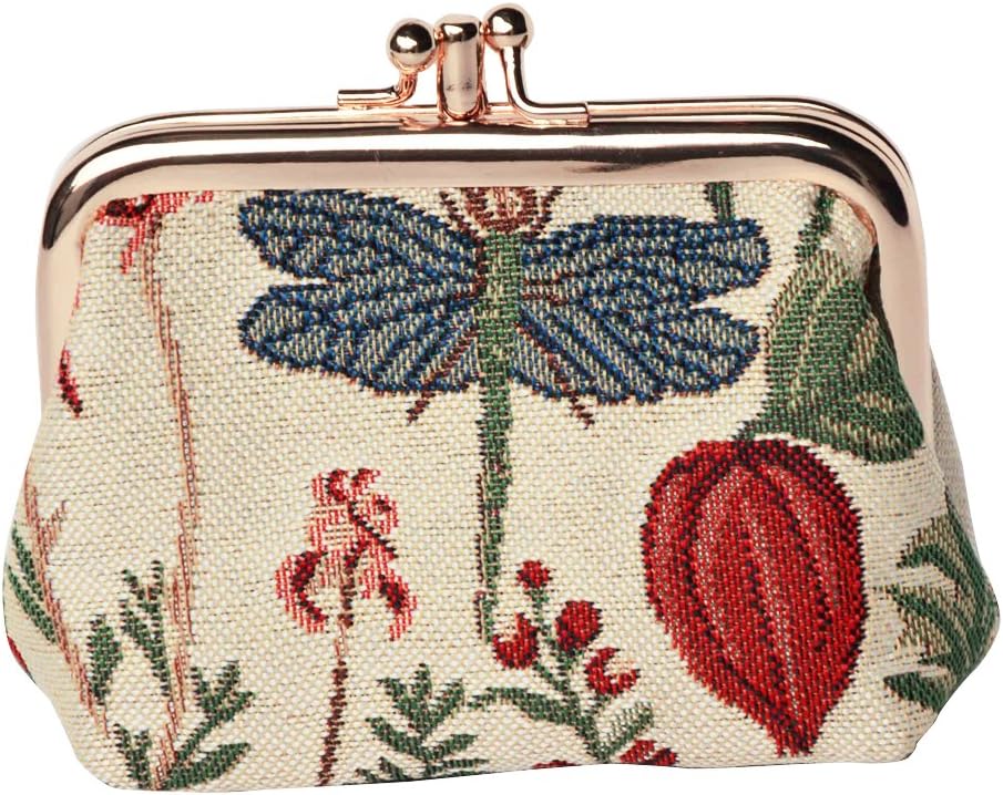 Signare Tapestry Double Pocket Change Pouch Kiss lock Coin Purse for Women