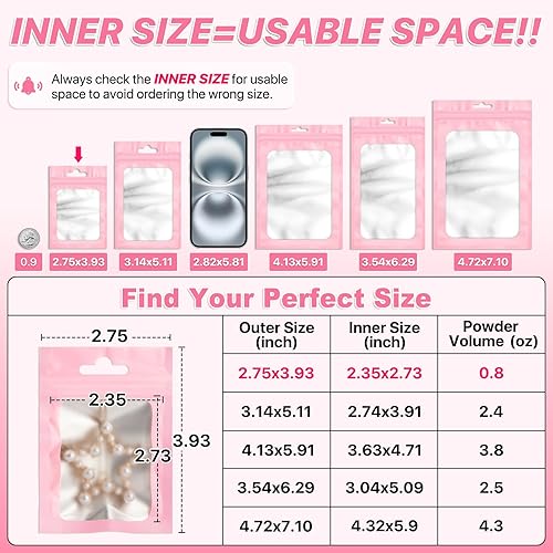 Miniatura 2 de 100 bolsas con cierre de mylar resellables con cremallera y ventana transparente, a prueba de olores, bolsa de embalaje con cremallera para