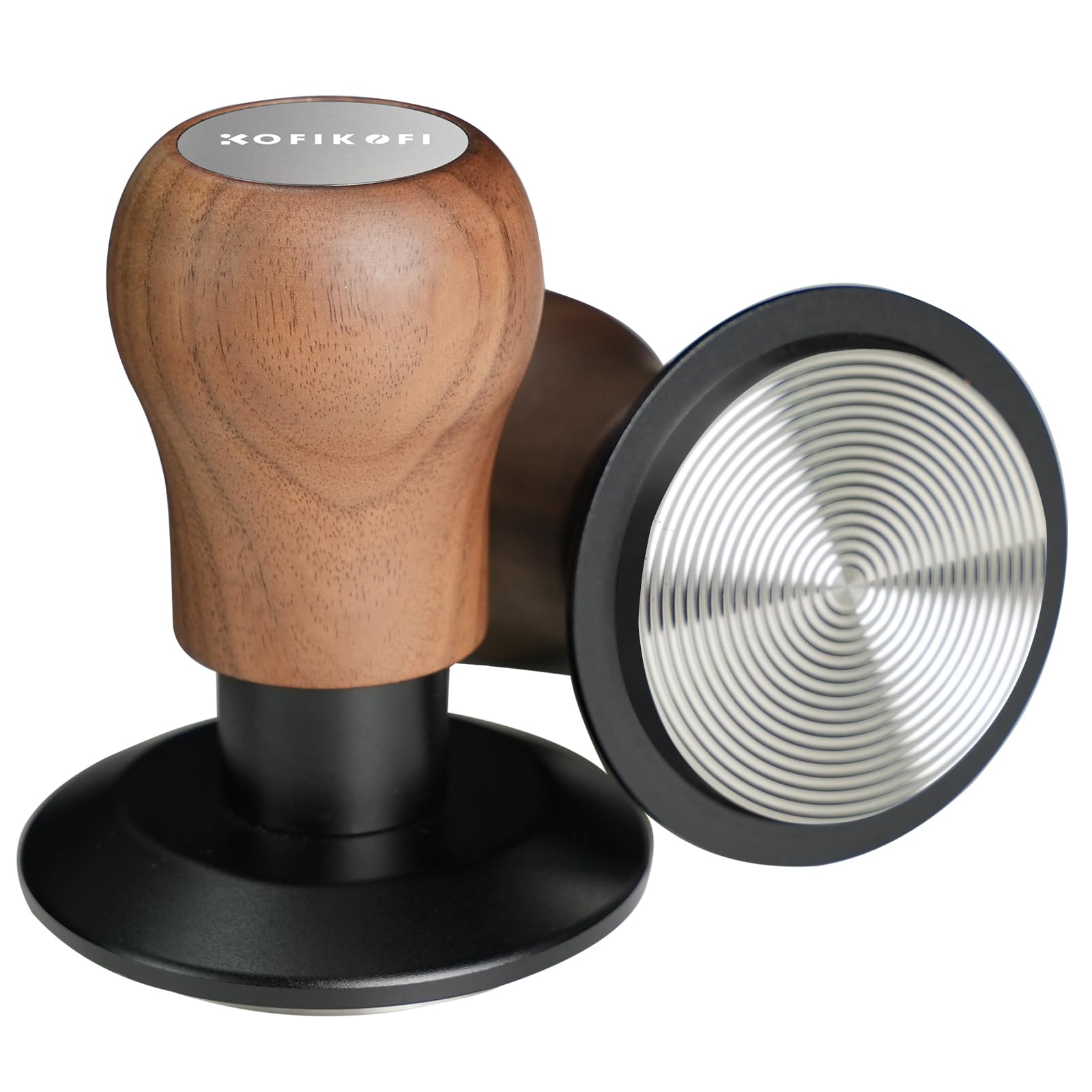 KOFIKOFI 58 mm Coffee Tamper with 3 Spring-Loaded 30 lbs Contact Pressure Coffee Ground Press Base Ripple Coffee Tamper 304 Stainless Steel Coffee Tamper with Sound Feedback, Espresso Accessories for