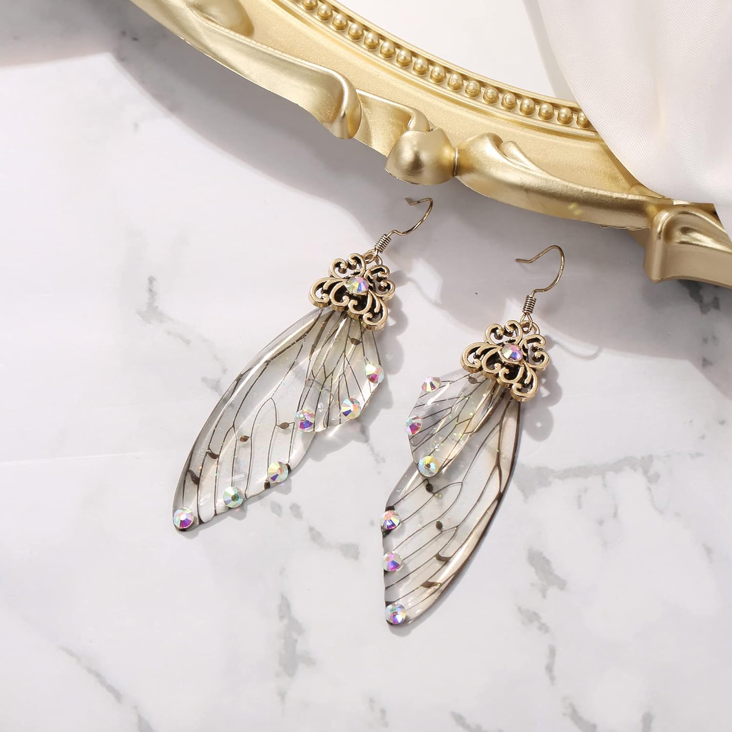 BriLove Butterfly Wing Hook Earrings Elegant Crystal Insect Dragonfly Drop Dangle Jewelry for Women - Image 4
