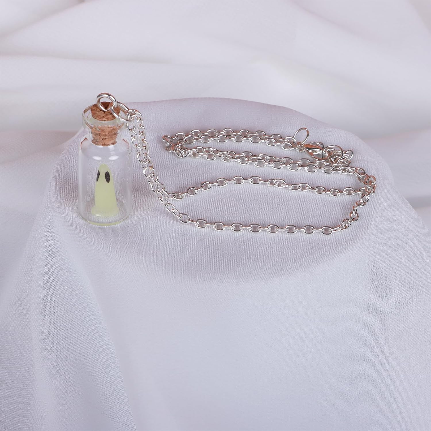 Ghost Necklace, Adopt A Ghost Necklace, Glow In The Dark Ghost Necklace Ghost In A Bottle Necklace Halloween Jewelry for Women Ghost Hunting Necklace Spooky Halloween Necklace - Image 5