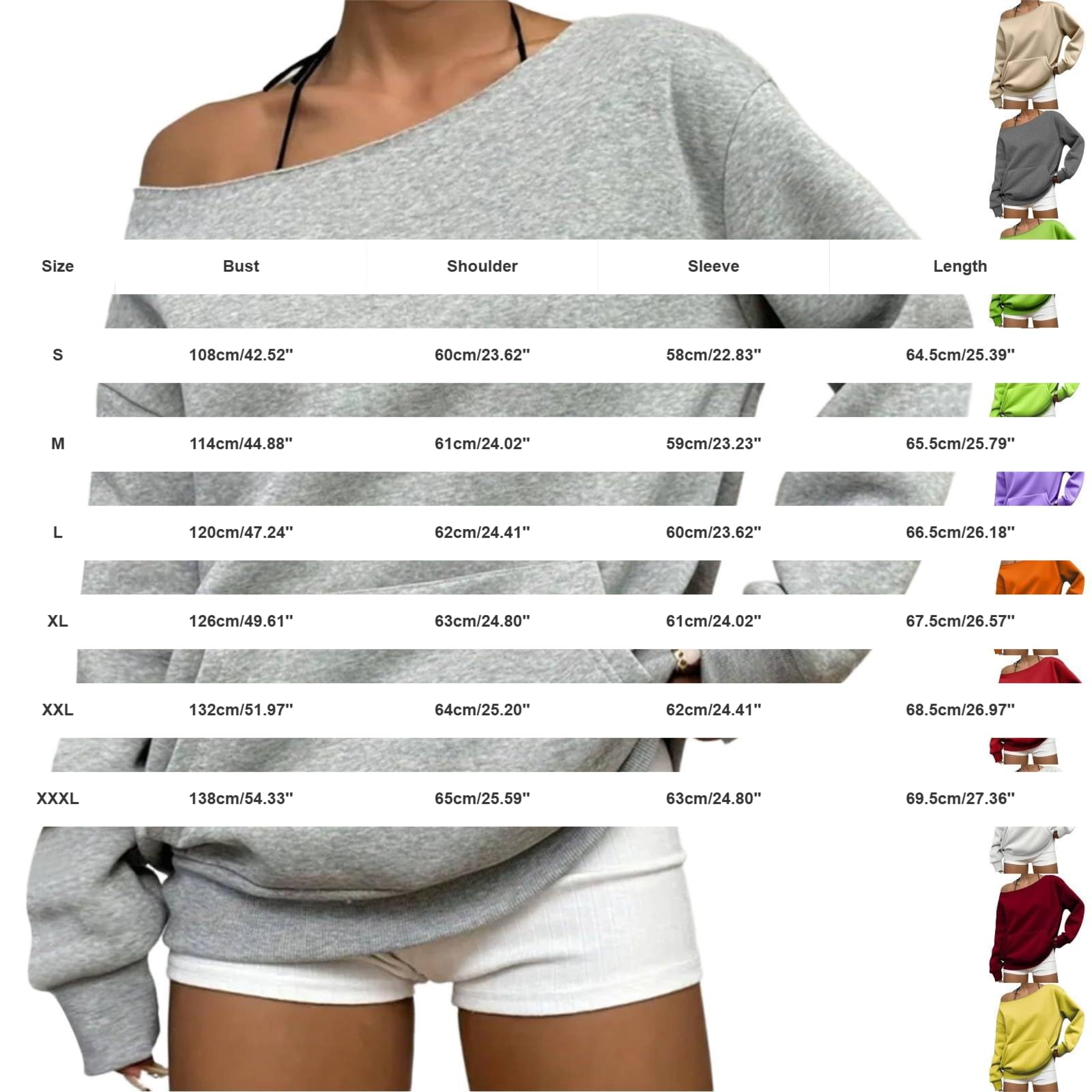 Maglia da donna a maniche lunghe, con spalle scoperte, casual, streetwear