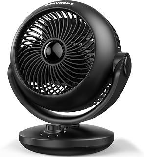 Ventilator Leise, 22dB Tischventilator sehr Leise, Fan mit 3 Geschwindigkeiten 100/70° Verstellbare Neigung für 20m² Räume, Kraftvoll 3D Turbo Ventilatoren für Büro, Schlafzimmer, Schwarz