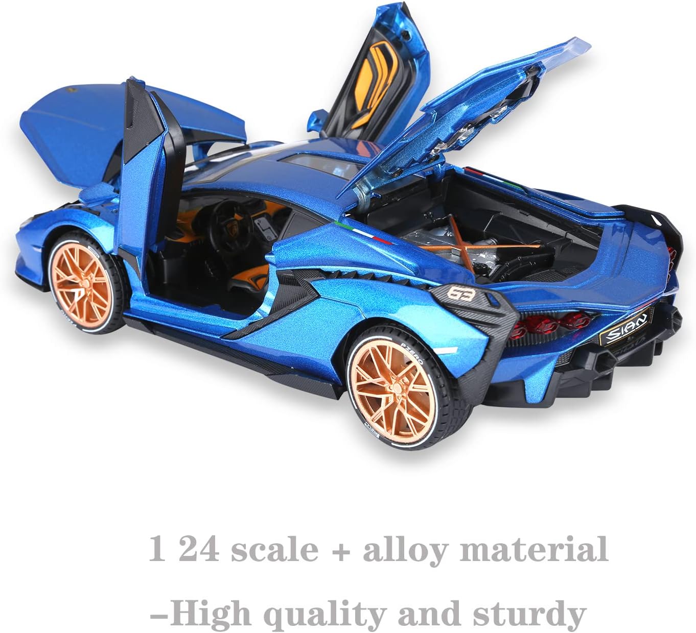 SASBSC Lamb Toy Cars for Kids Sian Model Car Fp37 Diecast Metal Cars with Light and Sound Pull Back Car Toys for 3  Year Old Boys (Blue-1 24)