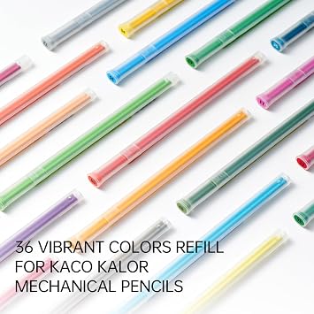 Kaco KALOR 36 Premium Color Mechanical Pencil Set with Pencil Refills, 36 Color Set, 72 Pieces
