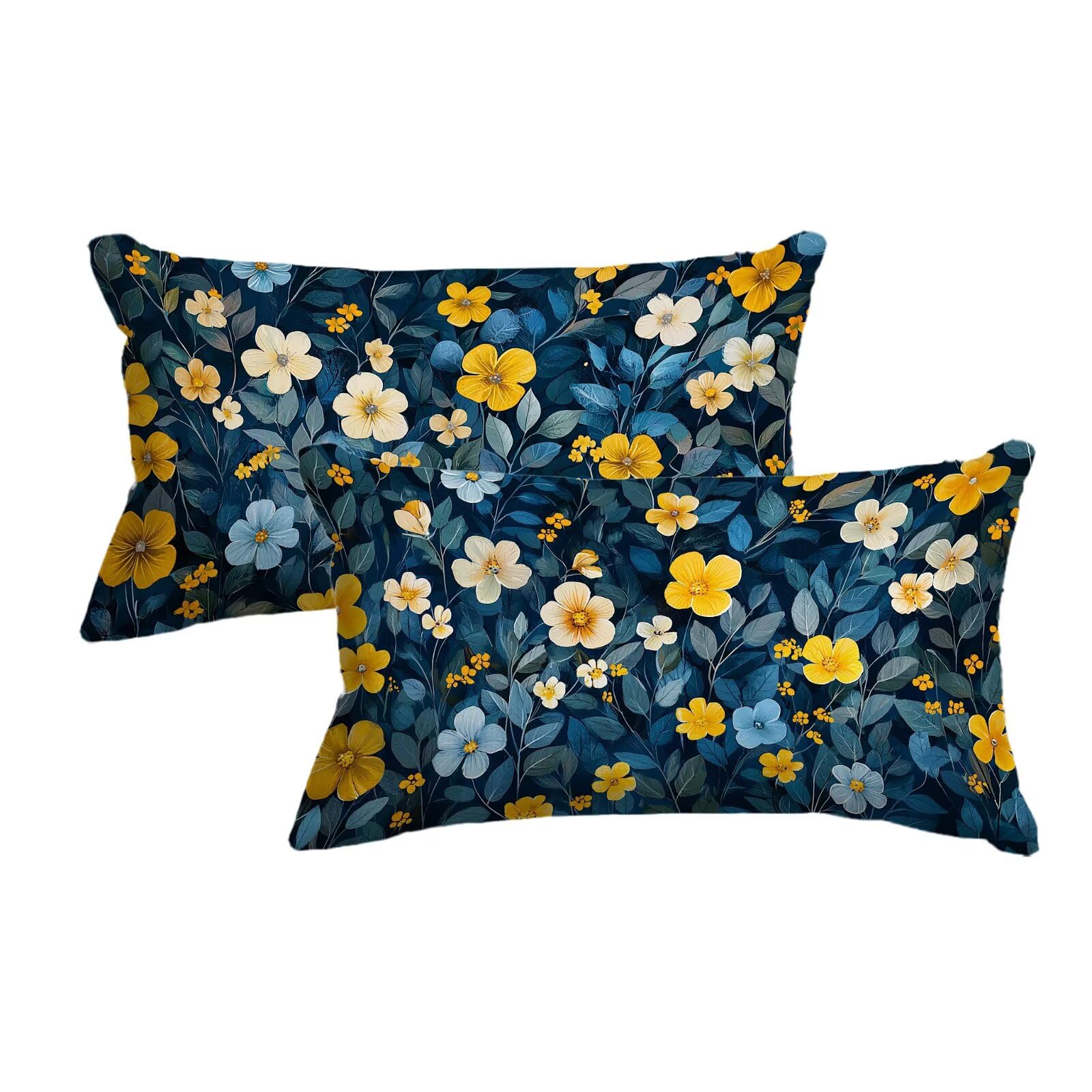 Housse coussin exterieur bleu 30x50 cm lot de 2 imperméable en lin