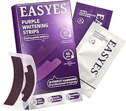 EASYES Purple Teeth Whitening Strips, Color Correcting White Kit, Peroxide-Free with Hydroxyapatite, Express & Professional Strips, Enamel Safe for Sensitive Teeth, Tooth Stain Remover (14 Strips)