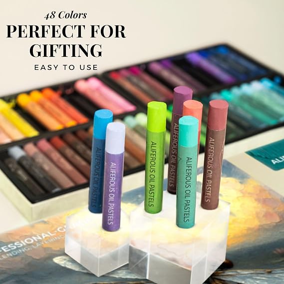 Oil Pastels - 48 Colors soft pastels for artists - oil pastel set - pastels art set - portfolio oil pastels professional - pastels art supplies for kids - pastel kit