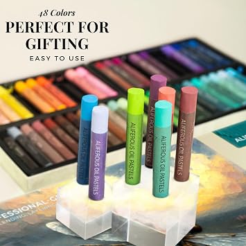 Oil Pastels - 48 Colors soft pastels for artists - oil pastel set - pastels art set - portfolio oil pastels professional - pastels art supplies for kids - pastel kit