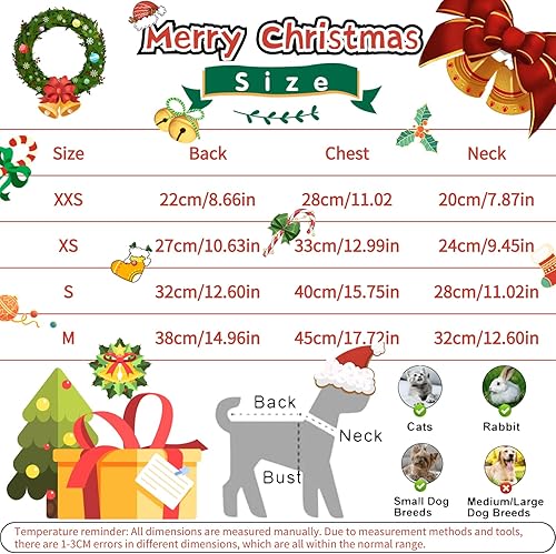 Miniatura 6 de Conjunto de arnés de Navidad para perro con correa, suéteres rojos para cachorros para perros pequeños, niñas, ropa cálida de invierno para