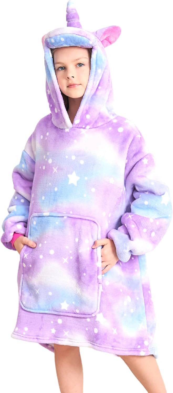 Unicorn Wearable Blanket Hoodie for Girls Unicorn Oversized Hoodie for Kids