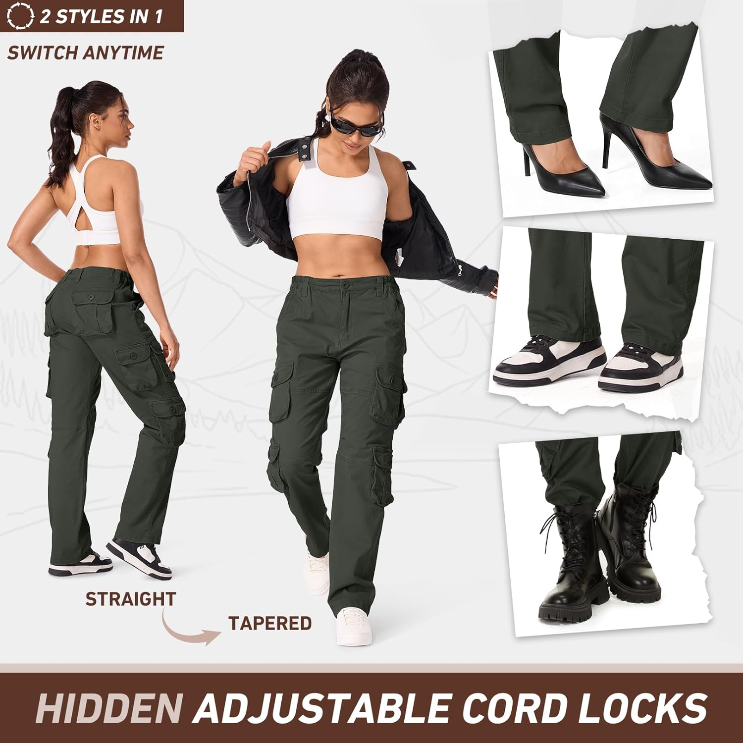 Womens Cargo Pants with Pockets, Women's Casual Military Army Hiking Combat Tactical Work Pants Trousers