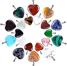 Outus 20 Pieces Heart Shape crystal Stone Pendants Chakra Beads DIY Crystal Charms, 2 Different Sizes, Assorted Color