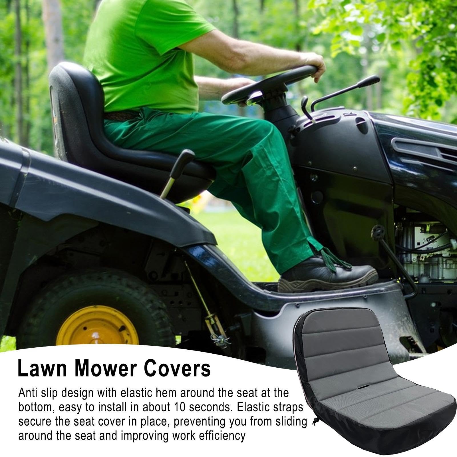 Housse de siège de tracteur à gazon – Tissu Oxford 600DPVC 35 x 39 x 50 cm | Accessoires pour tondeuse à gazon autoportée | Accessoires pour tondeuse à gazon autoportée | Coussin résistant aux