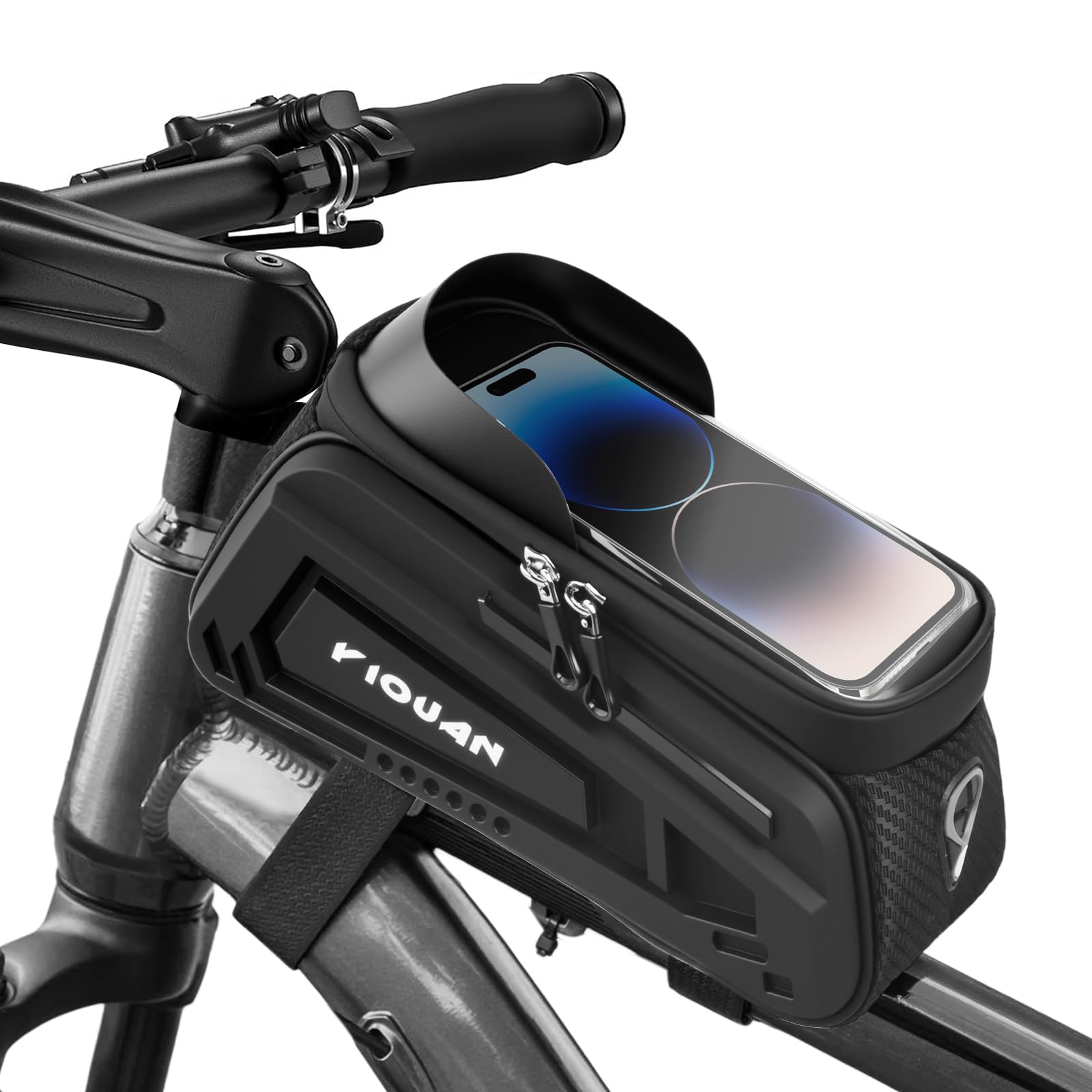 Borsa per bicicletta impermeabile, borsa per telaio in con touch screen in TPU, borsa manubrio MTB, supporto per telefono per bicicletta fino a 8" (24×12×12cm)