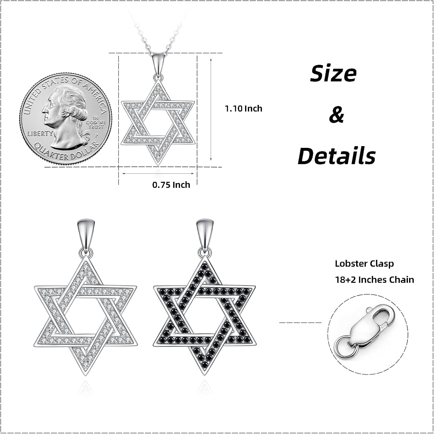 Stella Di Davide Collana Esagramma In Argento 925 Collana Pendente Gioielli Regalo Per Le Donne - Image 6