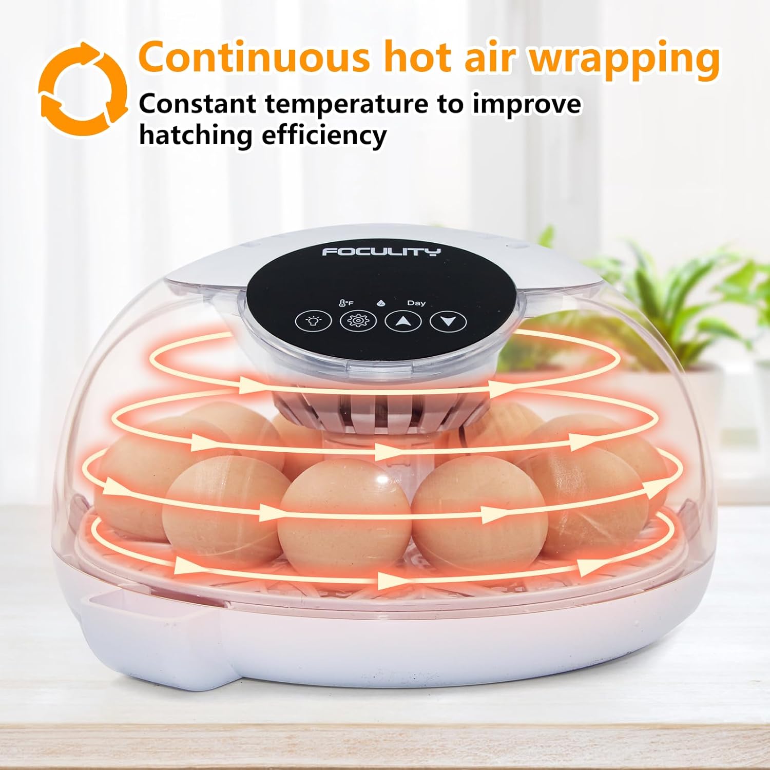 Egg Incubators for Hatching Eggs with Smart Automatic Turning Small Poultry Duck Quail 12 Eggs Chicken Incubator Temperature Days Control Humidity Display Candler Hatcher Machine, Fahrenheit