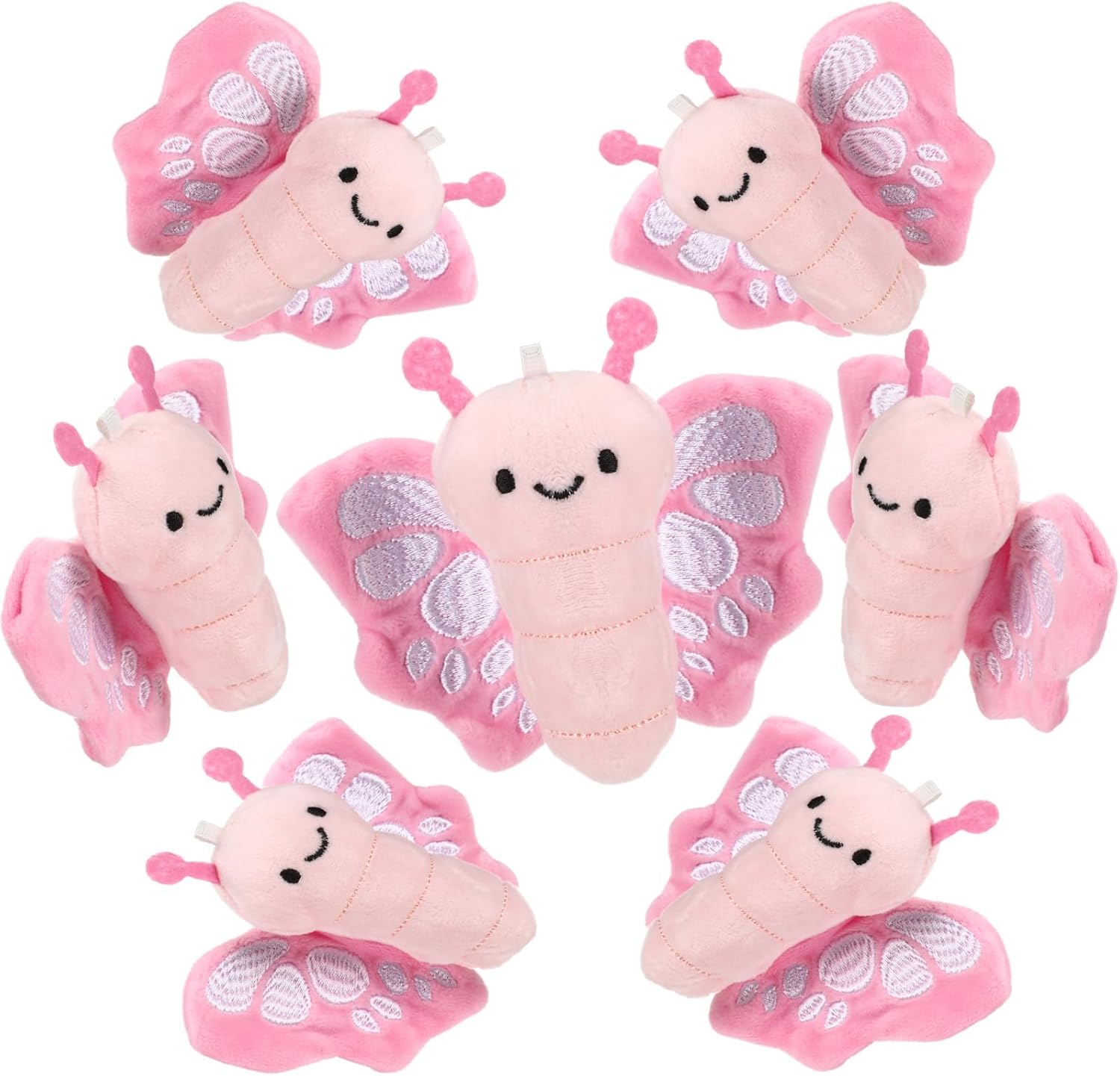 Soulchen 8 Pcs Butterfly Stuffed Animal Plush 3.14" Pink Soft Plush Animal Realistic Cartoon Toys Adorable Doll for Boy Girl Baby Shower Birthday Party Favors DIY Supplies