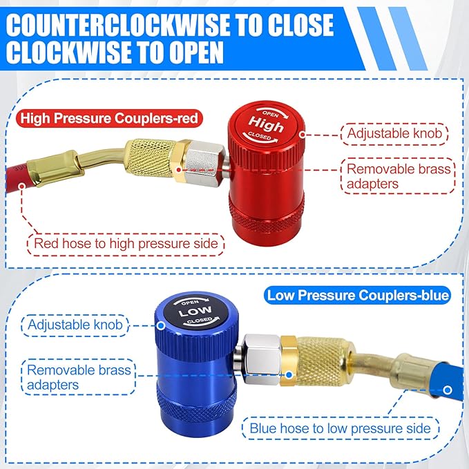 Set de 2 Adaptadores Rápido R1234yf para AC, Alta y Baja Presión miniatura 2