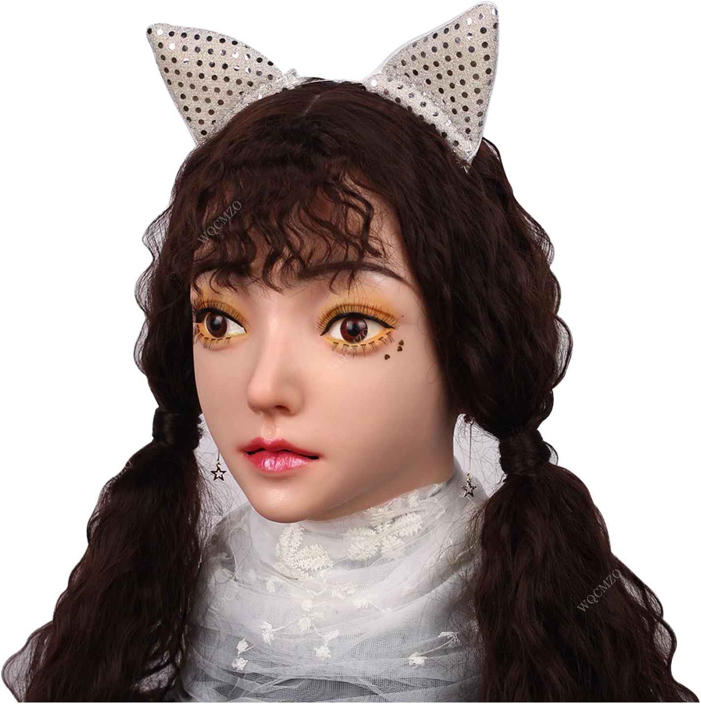 Full Silicone Head Mask, Realistic Female Hand Made Face High Elastic Mask for Halloween Cosplay Transgender