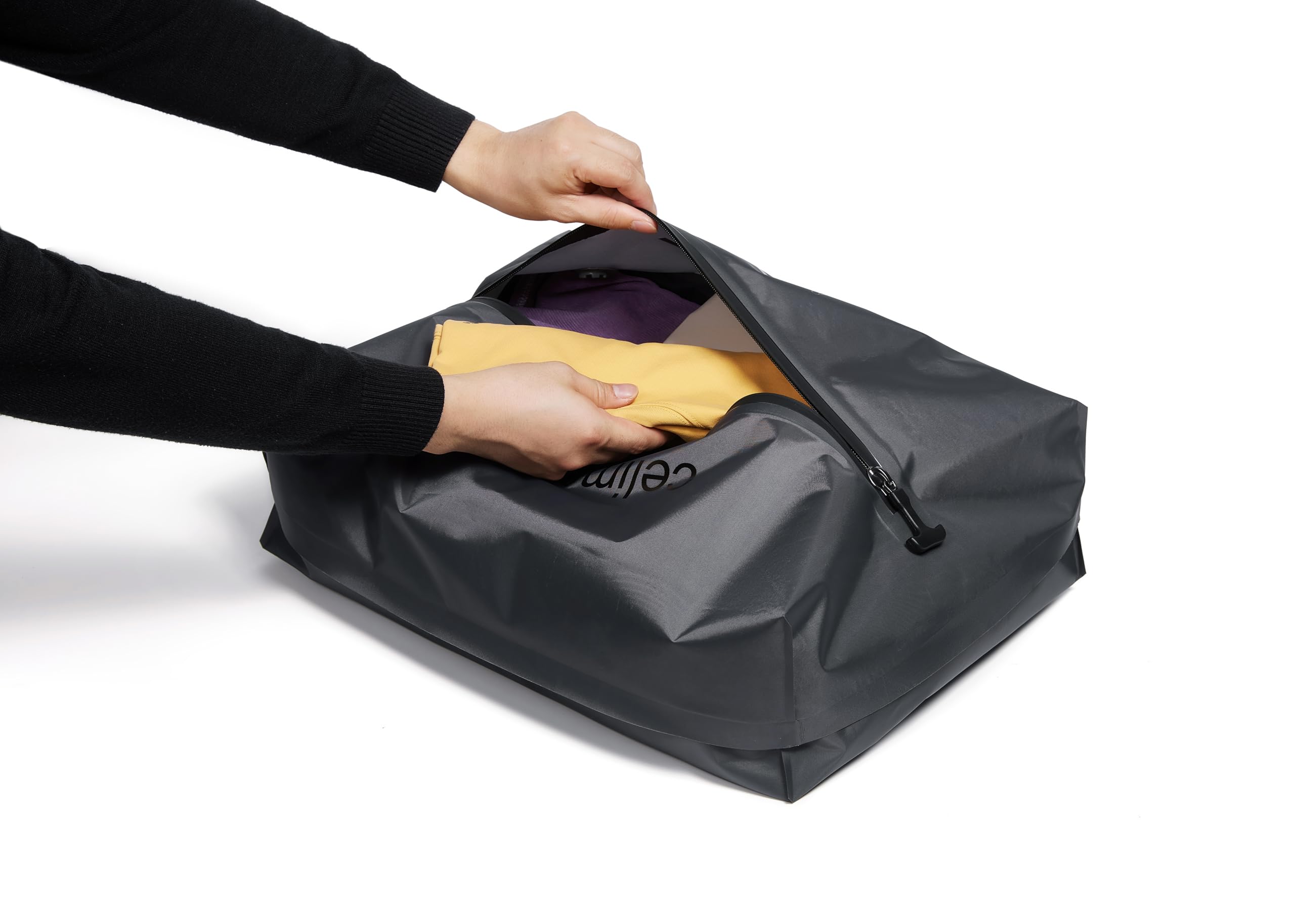 CELIMS – Vakuum-Kompressionsbeutel 48x33x15cm | Vakuumbeutel | 25L | Wasserdicht & Wiederverwendbar | Platzsparend für Koffer | Ideal für Koffer, Reisen und Zuhause | Schwarz