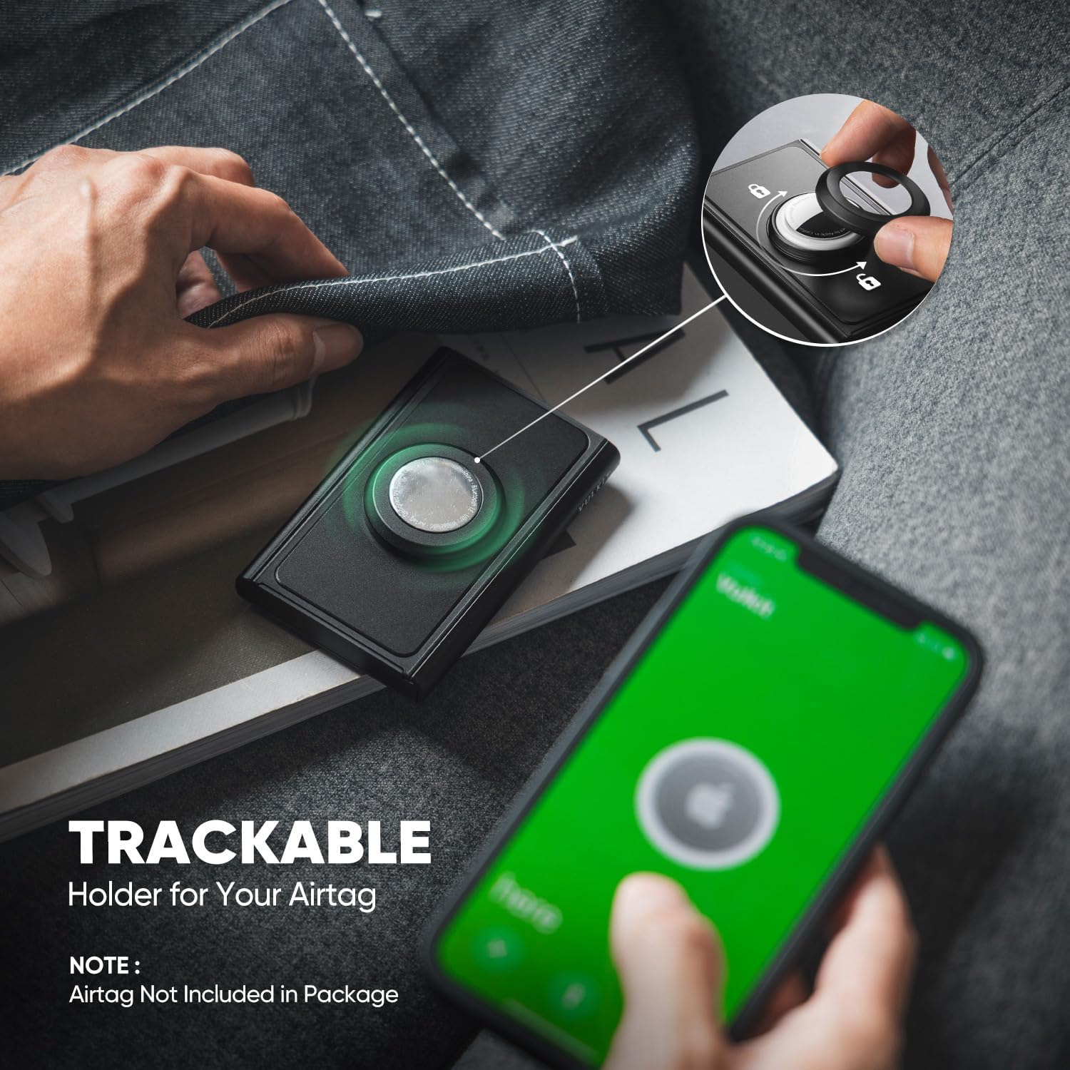 VULKIT Pop Up Wallet with Money Clip and Airtag Holder, Slim Aluminum Wallet for Men RFID Blocking, Black - Image 3